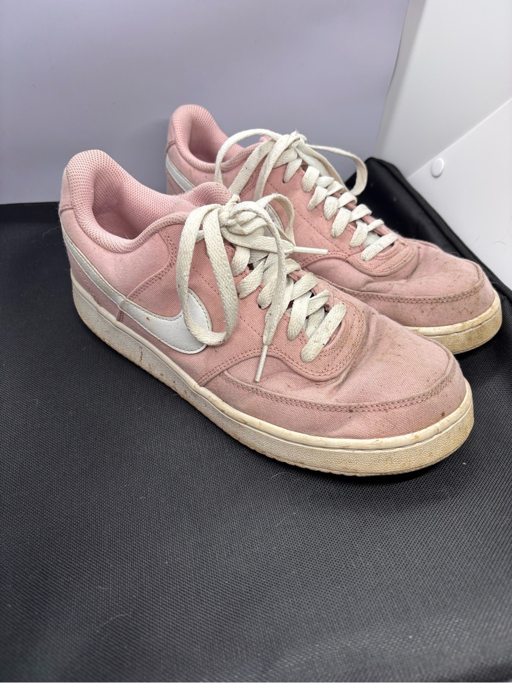 Nike Women's Pink Low-Top Canvas Sneakers with White Swoosh